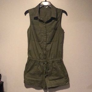 Army Green Sleeveless Romper